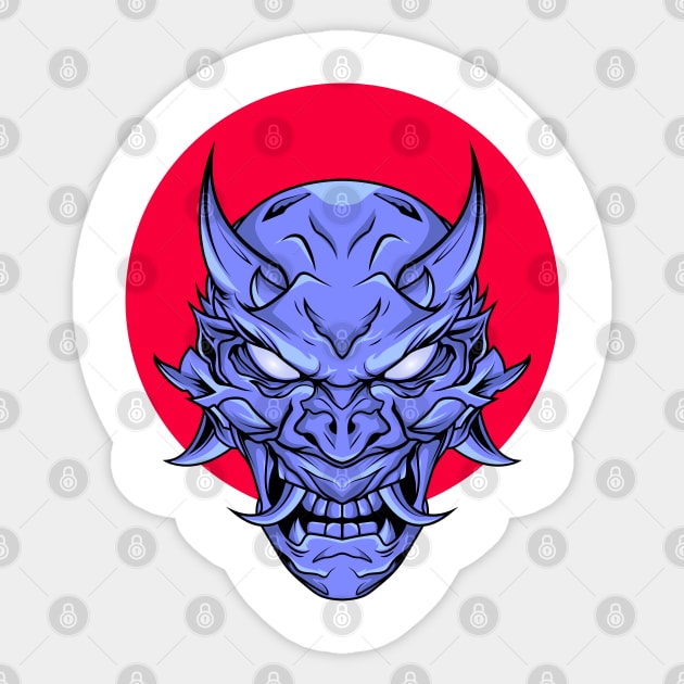 Blue Demonic Mask Sticker by Indraokta22